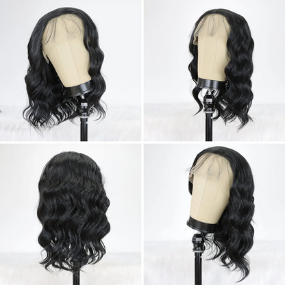 Black Short Body Wave Lace Front Wigs Glueless Natural Wave Synthetic Heat Resistant Fiber Hair Wig With Baby Hair 16 Inch Badiee Stylez