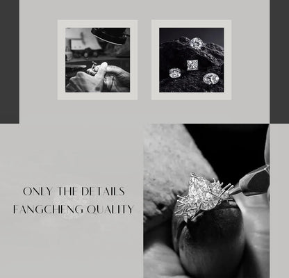 ATTAGEMS Solid 925 Sterling Silver Rings for Women Moissanite Full Eternity Wedding Band Engagement Wedding Ring Fine Jewelry