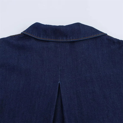 UNIZERA 2025 Women Denim Set Loose Fit Button Down Shirt With Wide Leg Pants Fashionable Casual Wear for Women