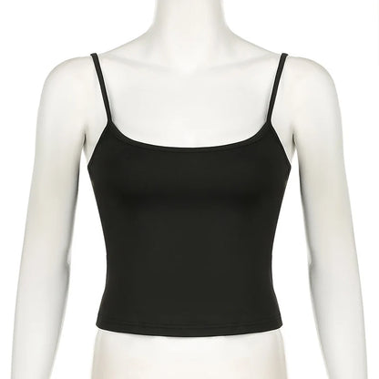 Basic Solid Camis Summer Casual Sleeveless Spaghetti Strap Top Women Harajuku All-match Cropped Tops y2k Vintage Clothing