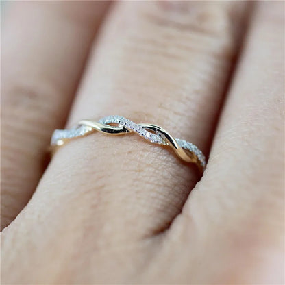 Trendy Twist Rings for Women Wedding Bands Fashion Contracted Design Bridal Rings with Sparkling Cubic Zircon Hot Jewelry