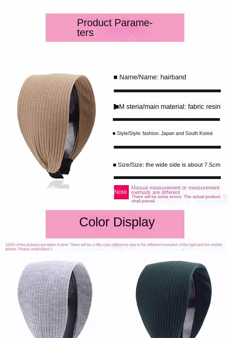 Wide-Brimmed Non-Slip Headband Women's Short Hair Simple Hair Clip Cover Gray Hair Fashion Temperament Hair Pressing Headwear