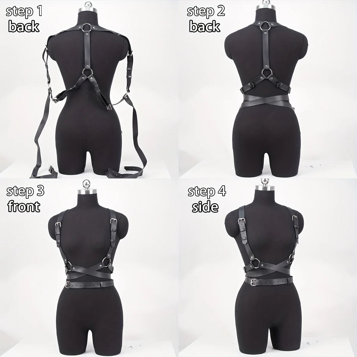 Adjustable Women's Gothic Punk Faux Leather Belt Perfect Waist and Chest Charms for Holiday and Casual Wear