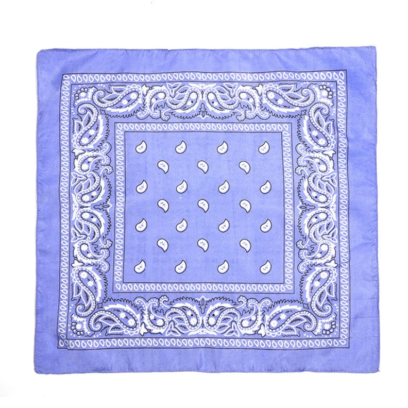 Fashion Hip Hop Bandana Kerchief Unisex Black Hair Band Neck Scarf Headwear Wrist Wraps Head Square Scarves Print Handkerchief Light purple 55CM-55CM