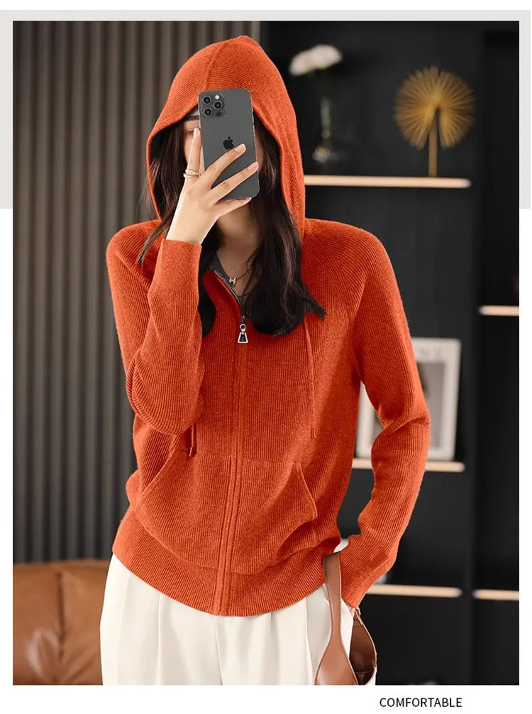 Women Cardigans Autumn Winter Turn-down Collar Zip Front Cardigan Thick Loose Sweater Basic Warm Knit Casual Korean Outerwear