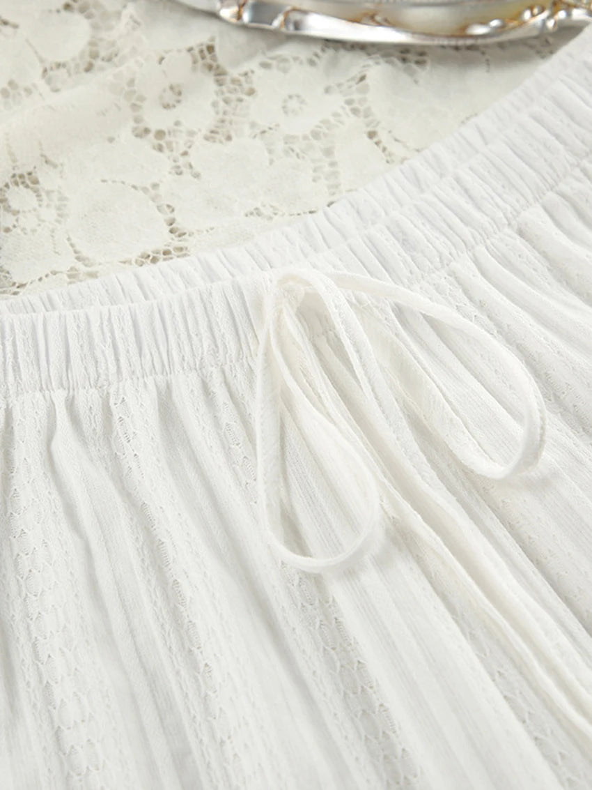 Marthaqiqi Winter Women Pajamas Suit Lace Up Sleepwear Long Sleeve Nightgowns O-Neck Nightwear Pants Casual Ladies Home Clothes