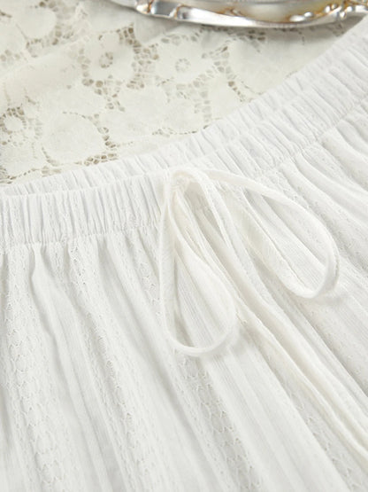 Marthaqiqi Winter Women Pajamas Suit Lace Up Sleepwear Long Sleeve Nightgowns O-Neck Nightwear Pants Casual Ladies Home Clothes