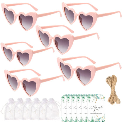 12-60Pcs Wedding Bridal Heart Shaped Sunglasses Party Favors Gift for Guests Bachelorette Hen Party Glasses Bridal Shower Decor Heart Pink B Card 2 CHINA