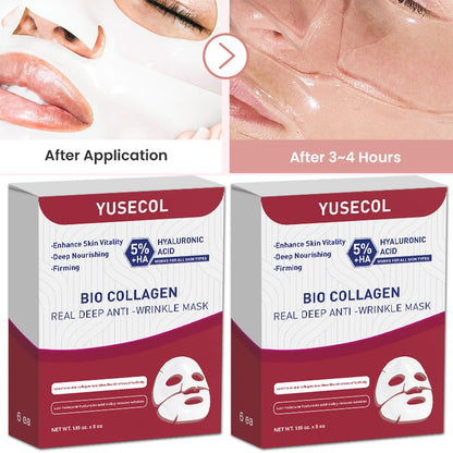 Korean Bio Collagen Anti-aging Face Mask Hyaluronic Acid Deep Hydrating Moisturizing Whitening Lightening Facial Skin Care 2 Box-12 Pieces