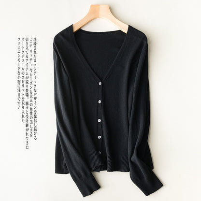 Women Cardigans 2025 Single Breasted Solid Knitted Shirt Spring Autumn Cardigan Korean Fashion V-neck Sweaters Knit Outerwear