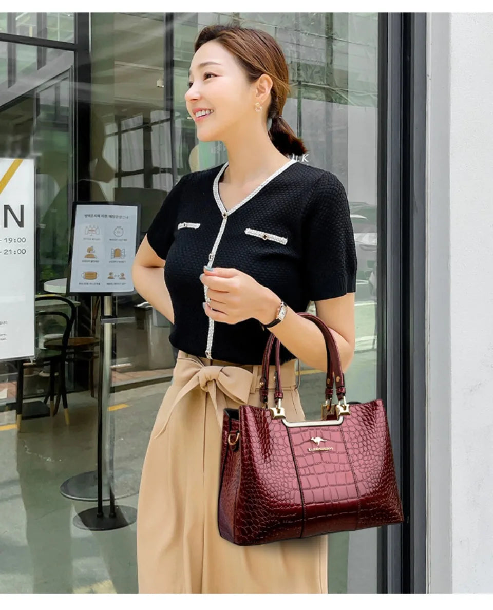 Three Layers Women Shoulder Bags Luxury Designer High Quality Patent Leather Messenger Casual Tote Bag Large Capacity Hand bags