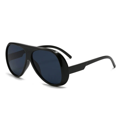 SHAUNA Fashion Oversized Pilot Men Sunglasses Retro Gradient Mirror Shades UV400 Women Sun Glasses Black grey