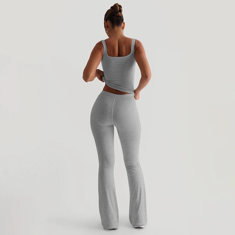 CUTENOVA Women's Slim Solid color Micro Flare Casual Pants basic Fashion Sexy Sports Jogging Trousers Chic Floor Length Bottoms