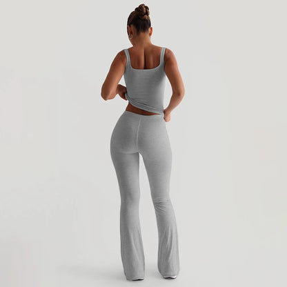 CUTENOVA Women's Slim Solid color Micro Flare Casual Pants basic Fashion Sexy Sports Jogging Trousers Chic Floor Length Bottoms