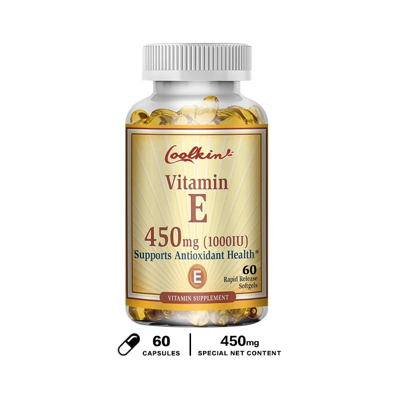 Vitamin E Capsules 450mg - Skin Firming, Wrinkle Reduction, Anti-aging, Antioxidant 60 Capsules