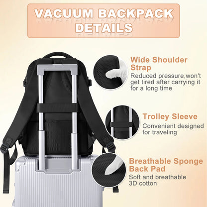 Ryanair 40x25x20 Travel Backpack Large Capacity Foldable Hiking Bag with Vacuum Bags Manual Compression Pump, Storage Backpack