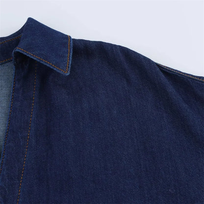 UNIZERA 2025 Women Denim Set Loose Fit Button Down Shirt With Wide Leg Pants Fashionable Casual Wear for Women