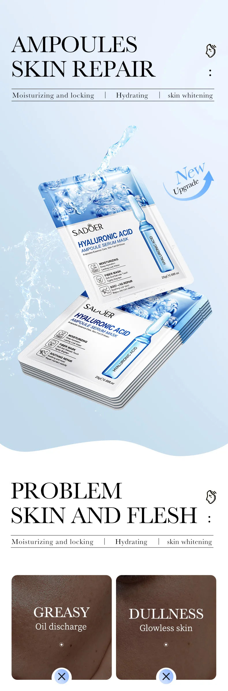 12pcs Hyaluronic Acid Hydrating Facial Mask Sheet Masks For Face Hydrating Shrinking Pores Moisturizing Face Masks Skin Care