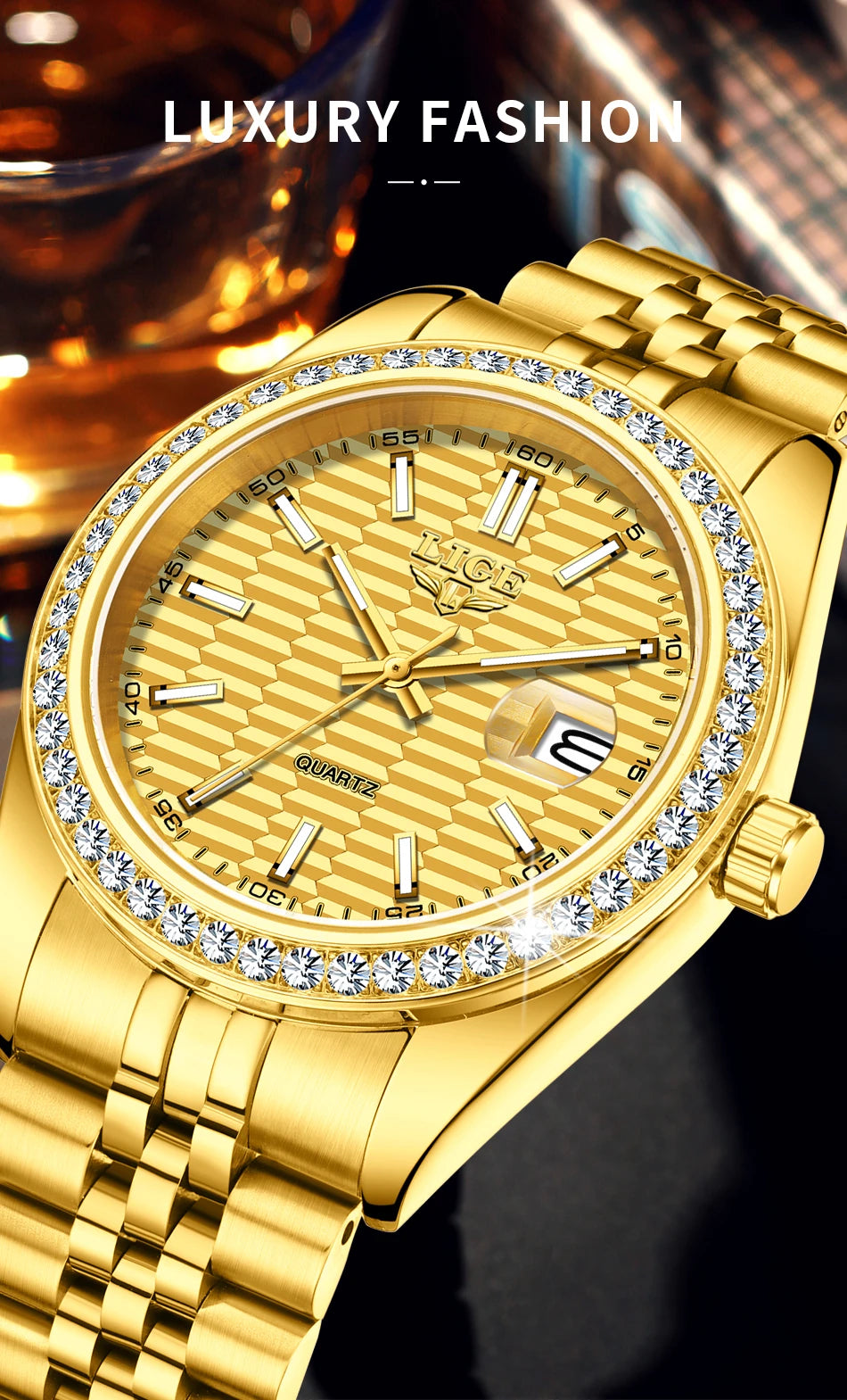 LIGE 2025 NEW Women's Watch Luxury Fashion quartz wristwatch ladies Stainless Steel Waterproof Calendar Watch for Women reloj