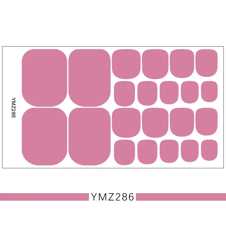 Toe Nail Sticker Wraps Adhesive Decals Toenail Polish Strips DIY Foot Decals Manicure Women Solid Color Full Cover Foot Stickers 05