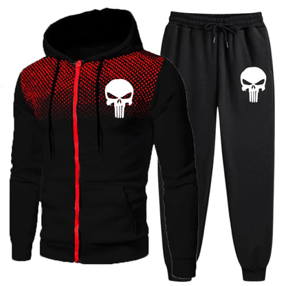 Funny Mens Tracksuit Print Casual Round Dot Zipper Hooded Jacket+Jogging Pants Set Daily Sweatshirt Sports Street Coat Clothing