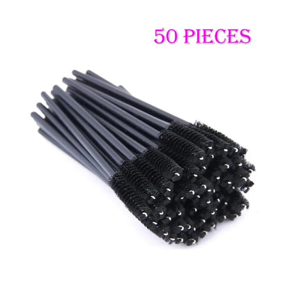 50pcs Grafted eyelashes Single color disposable eyelash brush Spiral eye Makeup Eyelash curler makeup brush cosmetic tools C510-black 50pcs