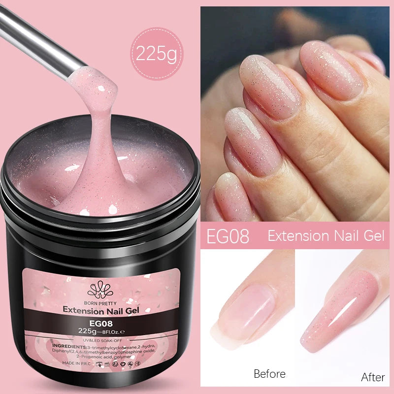 BORN PRETTY 250g Translucent Jelly Red Nude Gel Nail Polish Winter Autumn Manicure Soak Off UV LED Nail Art Gel Christmas Red 225g Extension08