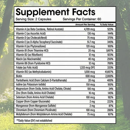 Multivitamin with Iron - Weight Management Supplement, Fat Burning & Metabolism, Vitamin & Mineral Supplement, 120 Capsules