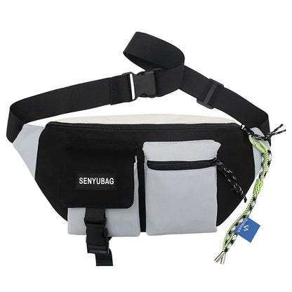 Women Waist Bag Casual Nylon Fanny Packs Banana Bags Street Hip Hop Waist Packs Unisex Chest Pack Travel Shoulder Crossbody Bags Black Grey Pendant