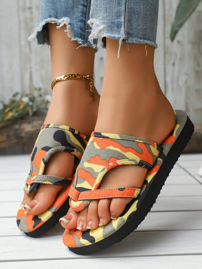 2025 Summer Women Slippers Platform Sandals Fashion Open Toe Shoes Slip on Colorful Beach Shoe Ethnic Style Lightweight Slippers