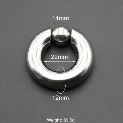 1Pc Large Gauges Stainless Steel CAPTIVE SPRING BEAD RING for Septum Piercing BCR Nose Ring Hoop Expander Earlobe Earrings 00G 12x22-14mm 1 Piece