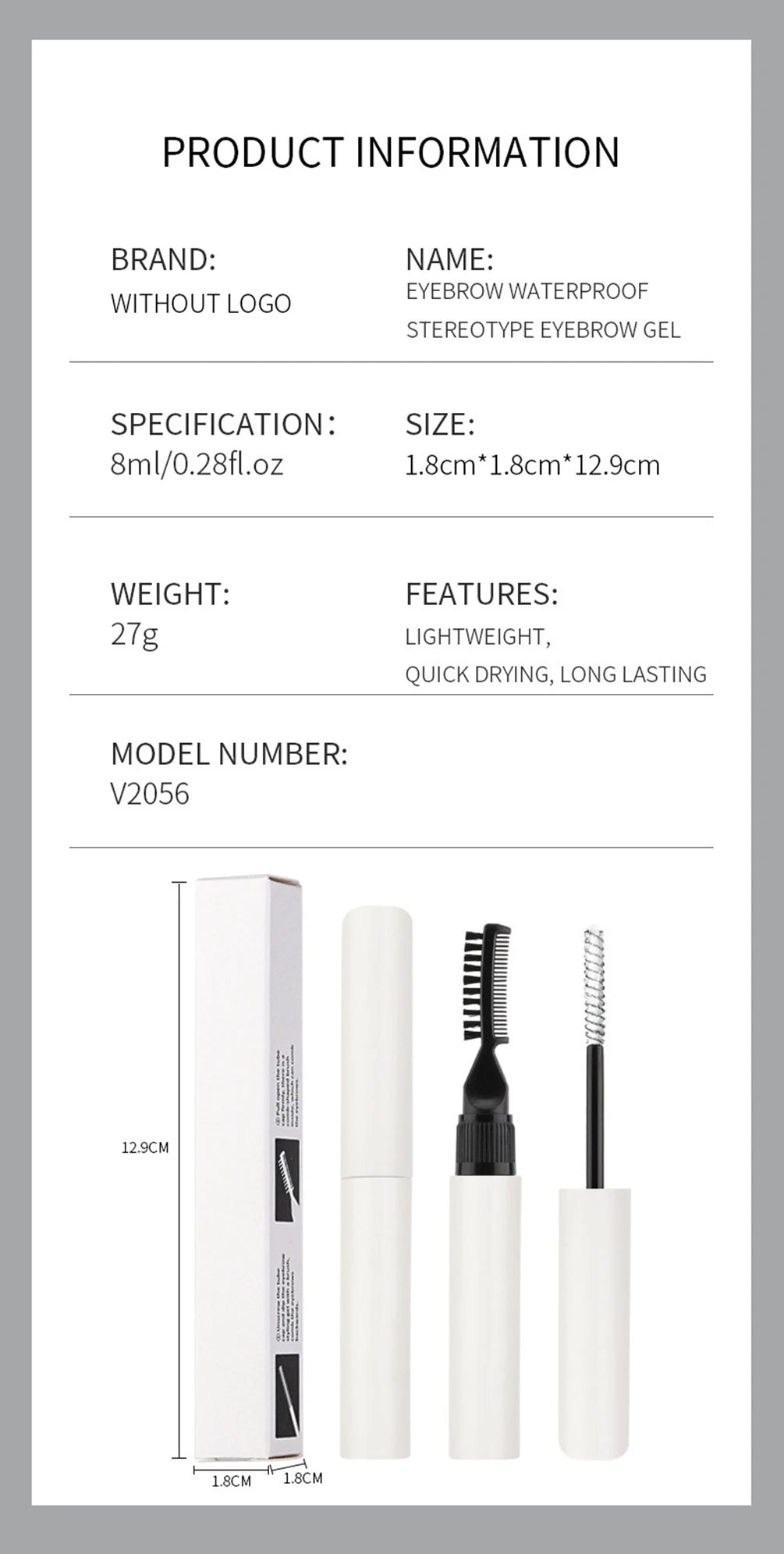 Private Label 8ml Eyebrow Gel Soap Custom Logo Waterproof Long-lasting Fast-dry White Pink Tube Bulk Makeup Cosmetic Beauty