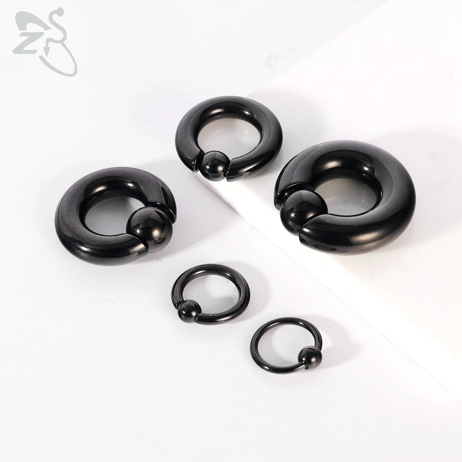 ZS 1 Piece 2/4/6/8G Black Color Stainelss Steel Horseshoe Nose Ring Men Punk Large Gauge Piercings Ear Expander Septum Piercing