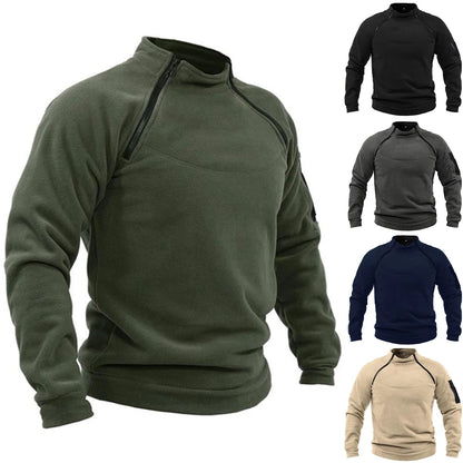Male Hoodie Autumn Winter Warm Solid Color Stand-up Collar Outdoor Breathable Tactical Mens Gym Sport Tops Badiee Stylez