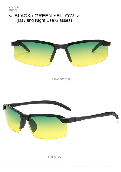 1/2PCS Night Vision Glasses Men Anti-Glare Driving Goggle Half Frame Polarized Sunglasses for Driver UV400 Day and Night Glasses Badiee Stylez
