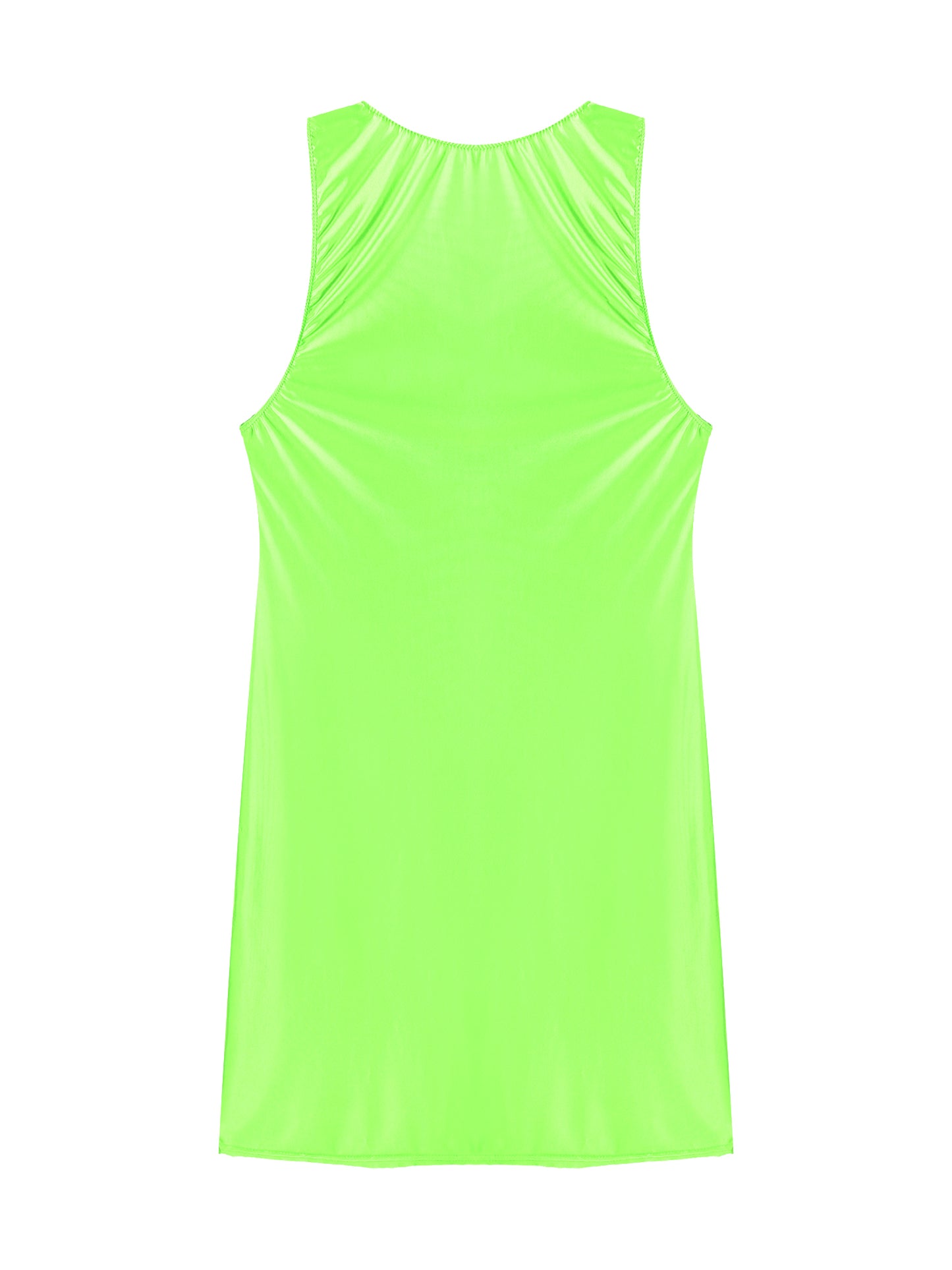 Women's Oil Glossy Stretch Tank Mini Dress Solid Color Sleeveless Tights Bodycon Short Dress Stretch U Neck Party Sundress