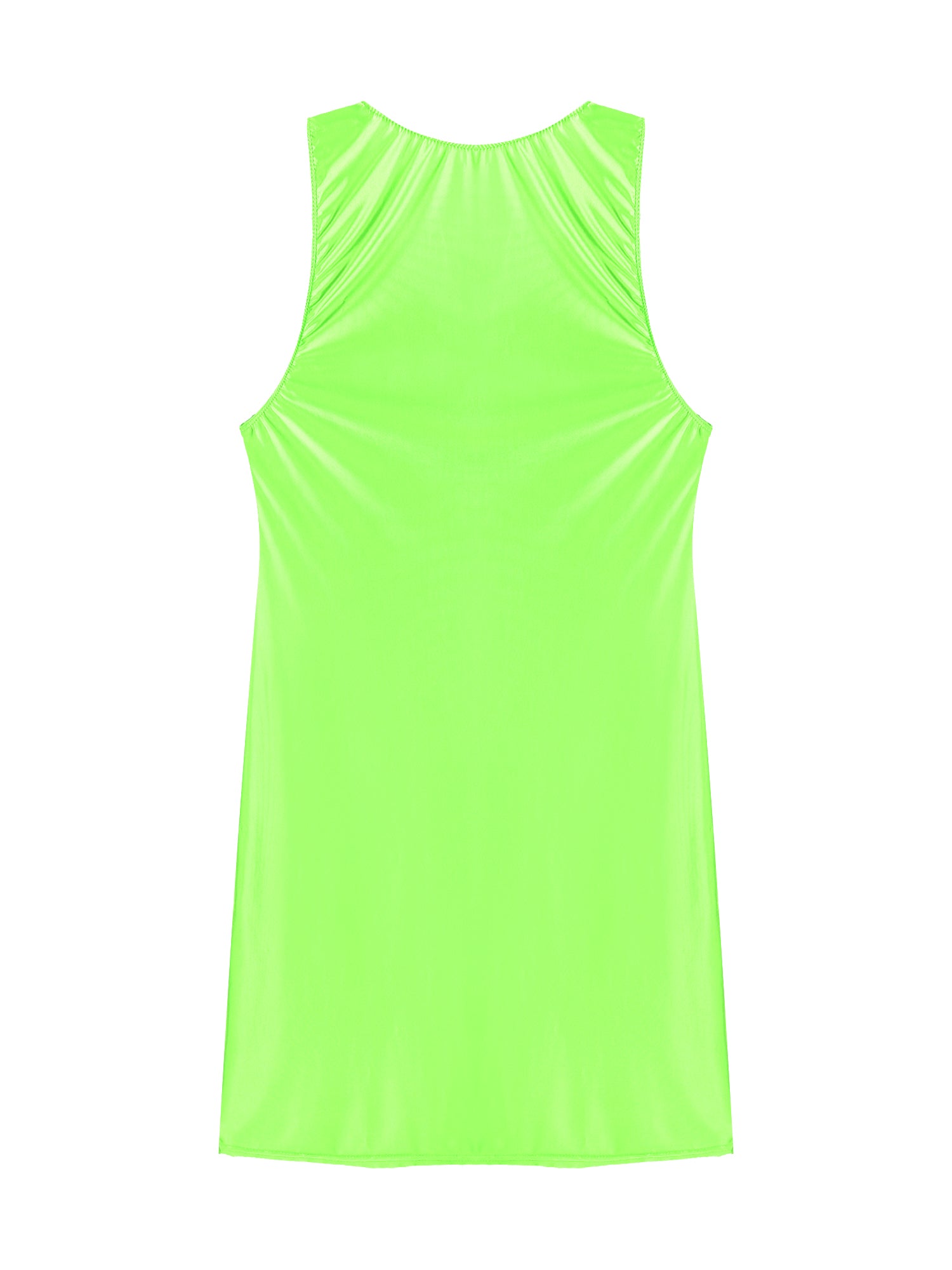 Women's Oil Glossy Stretch Tank Mini Dress Solid Color Sleeveless Tights Bodycon Short Dress Stretch U Neck Party Sundress