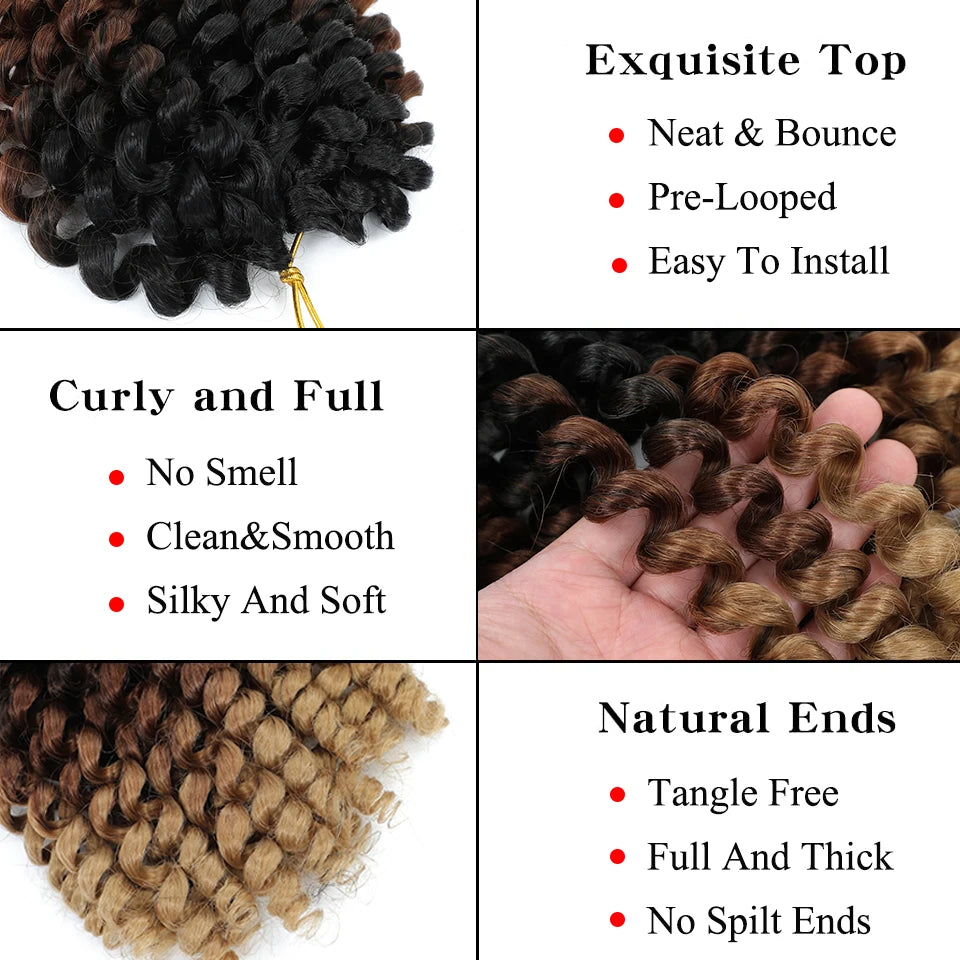 1- 5 Packs 8 inch Jumpy Wand Curl Jamaican Bounce Crochet Hair Natural Black Wand Curls Crochet Hair Short Curly Crochet Braids Badiee Stylez