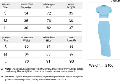 Sexy T-shirt Skirt Two Piece Set Women New Short Sleeve O-Neck Crop Top High Waist Skirt Solid Fashion Suit Streetwear Partywear
