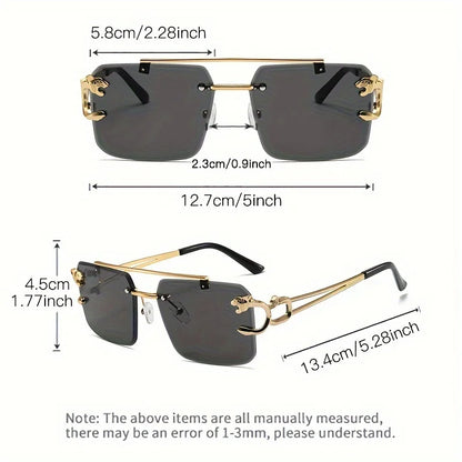 Vintage Luxury Golden Fahsion Glasses Cool Tiger Stand Women's Frameless Black For Men And Women Outdoor Travel Anti Glare Glass Badiee Stylez