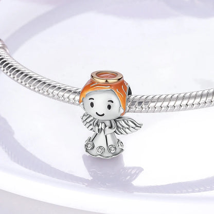 925 Silver Lucky Guardian Angel Dangle Beads Charm Women Fit Original Bracelet Necklace Original DIY Jewelry Making Gift