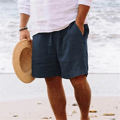 2025 New Summer New Men's Cotton Linen Breathable Shorts Hawaii Beach Pants Male Solid Color Trousers Loose Versatile Streetwear Badiee Stylez