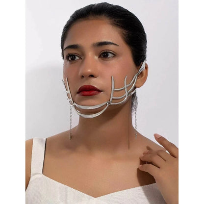 Punk Irregular Mask Gothic Mechanical Alien Fluid Face Accessories Metal Earrings for Women Men Halloween Party Jewelry