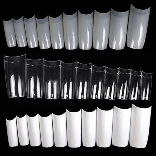 500pcs/Pack Clear/White/Nature French False Fake Tips Ultra-Flexible Half Cover Fake Nail Tips Acrylic Nail Tips 10 Sizes##td