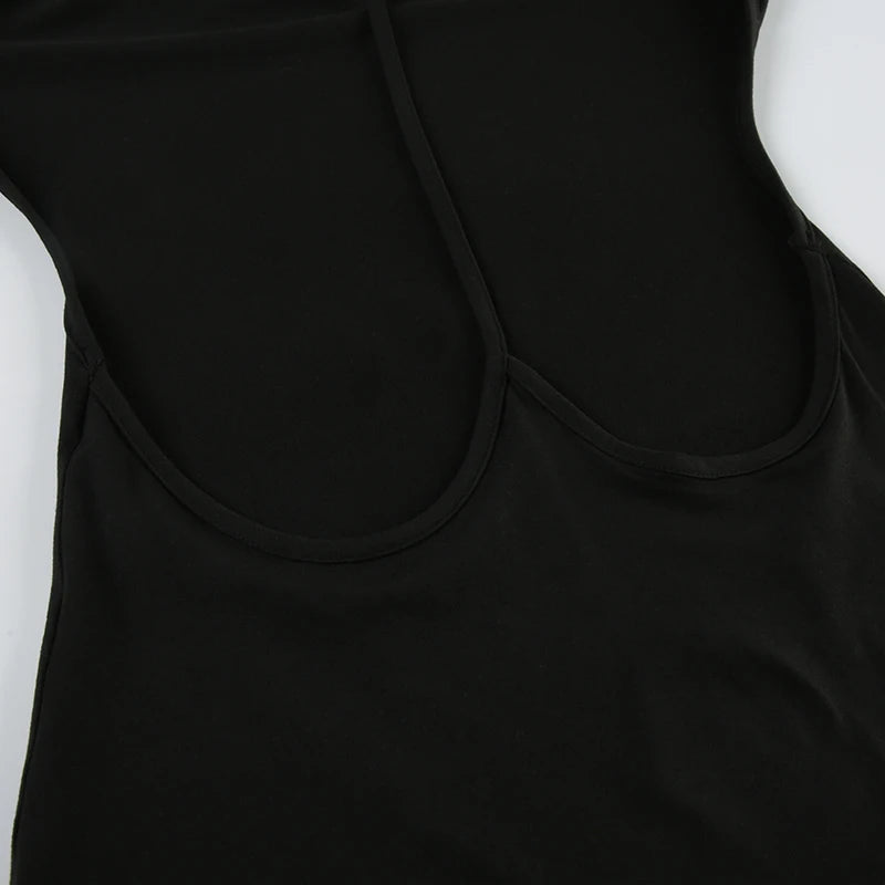 Backless Chic Fashion Skinny Sexy Long Sleeve Short Dress Women Rave Baddie Clubwear Black Solid Party Dresses