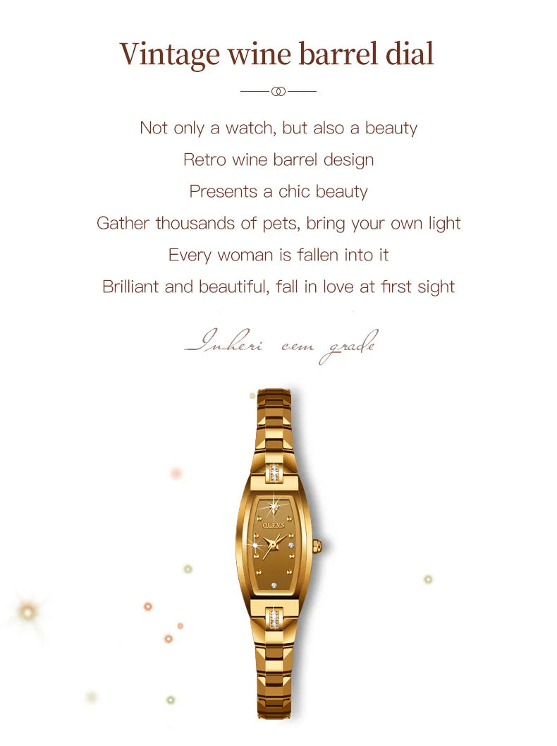 OLEVS Gold Tungsten Steel Women Watches Ultra-thin Luxury Fashion Ladies Waterproof Quartz Watch Relogio Feminino Reloj 2025