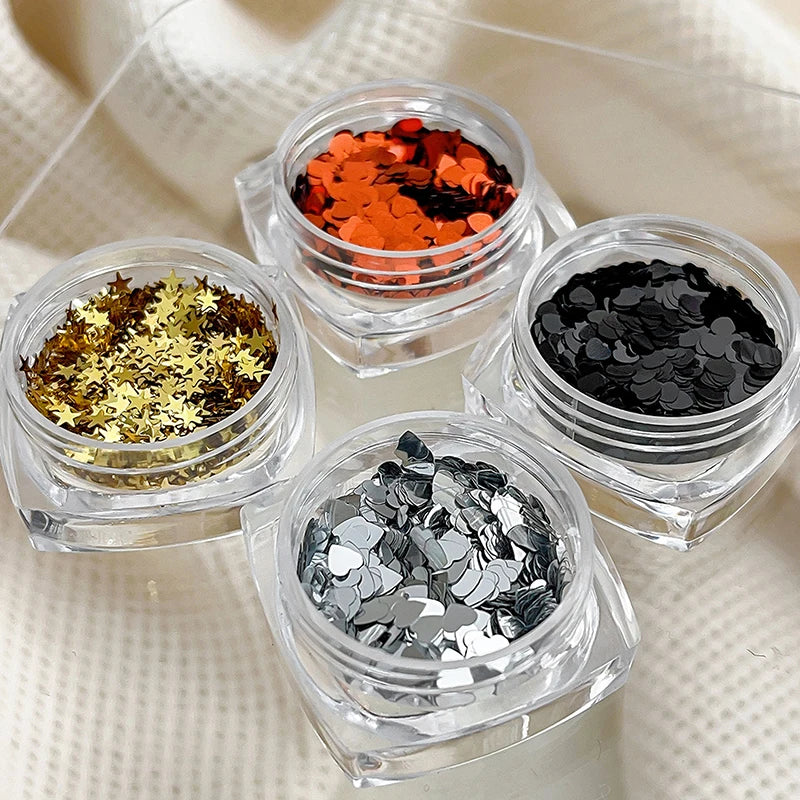 Holographic Laser Star Love Sequins Nail Glitter Gold Silver Sequin Mix Size Paillette DIY Design Nail Art Decorations Tool