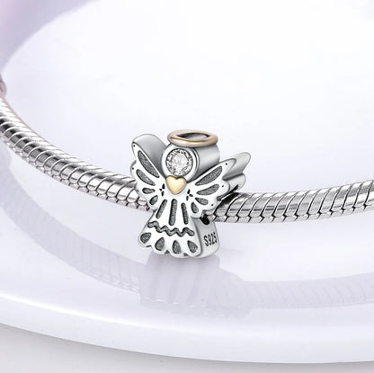 925 Silver Lucky Guardian Angel Dangle Beads Charm Women Fit Original Bracelet Necklace Original DIY Jewelry Making Gift