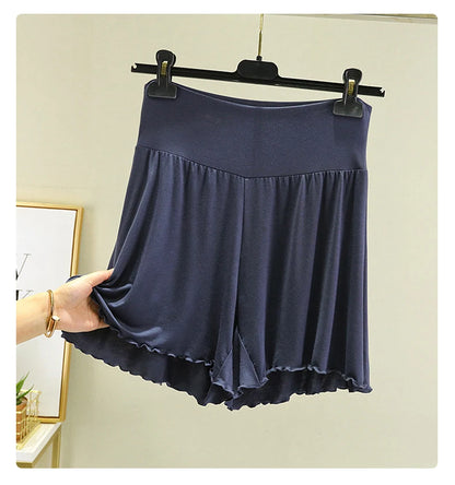 Modal Summer Shorts Sleep Bottoms Women Pure Color Casual Sleepwear Pants 2023 Loose Short Home Wide Leg Pants