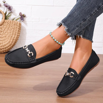 Women's Casual Slip on Mary Jane Shoes 2025 Spring Autumn New Fashion Round Toe Solid Soft Sole Flat Loafers Zapatos De Mujer